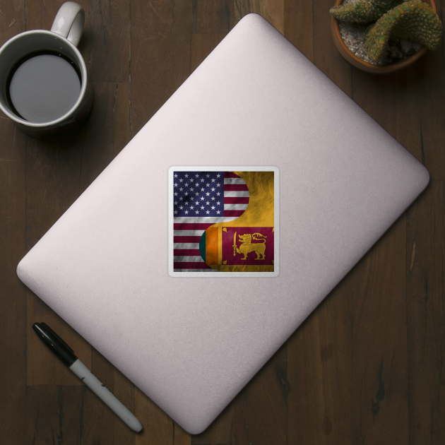 USA and Sri Lanka Dual Flag Yin Yang Combination by Family Heritage Gifts